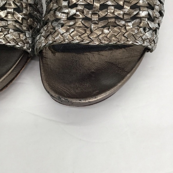 Donald Pliner Alita Leather Metallic Gunmetal Woven Slip-On Mule Heel Size 7.5 N - Picture 4 of 10